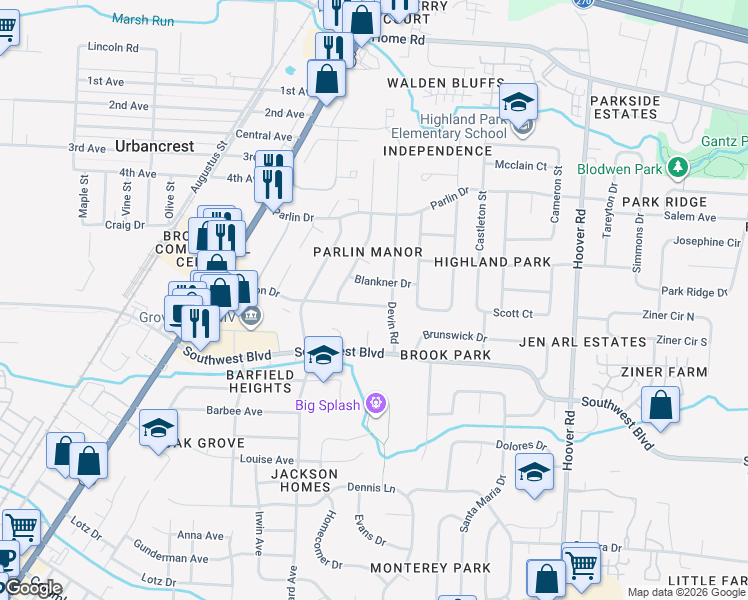 map of restaurants, bars, coffee shops, grocery stores, and more near 2824 Addison Drive in Grove City