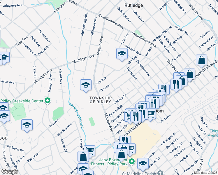 map of restaurants, bars, coffee shops, grocery stores, and more near 138 7th Avenue in Folsom