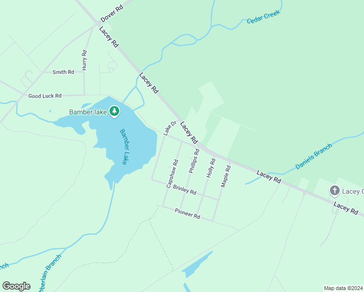 map of restaurants, bars, coffee shops, grocery stores, and more near 2421 Capshaw Road in Lacey Township