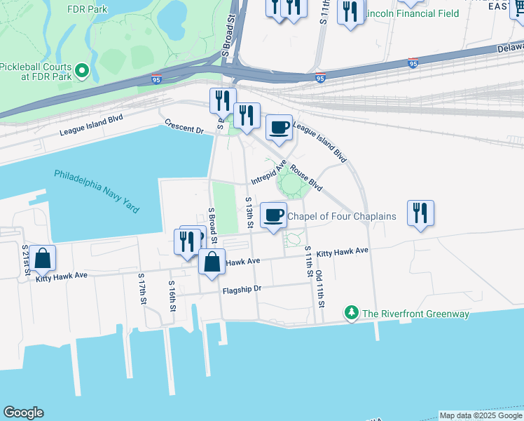 map of restaurants, bars, coffee shops, grocery stores, and more near 1200 Normandy Place in Philadelphia