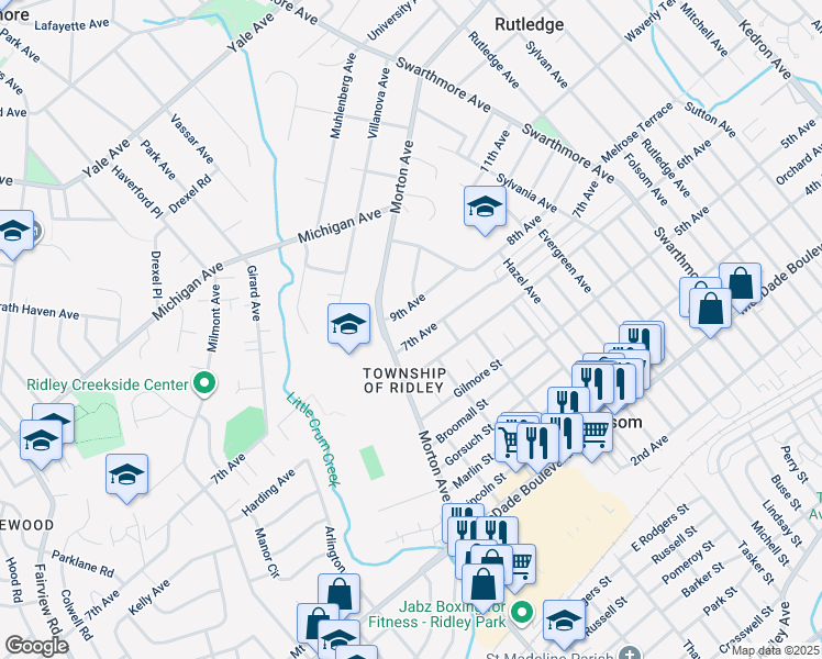 map of restaurants, bars, coffee shops, grocery stores, and more near 125 7th Avenue in Folsom