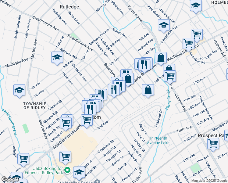 map of restaurants, bars, coffee shops, grocery stores, and more near 314 Sylvania Avenue in Folsom