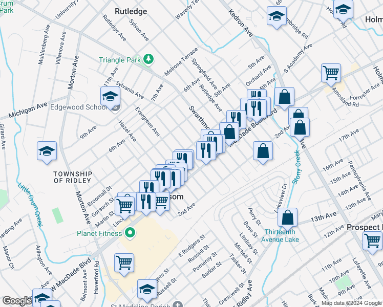 map of restaurants, bars, coffee shops, grocery stores, and more near 338 Sycamore Avenue in Folsom