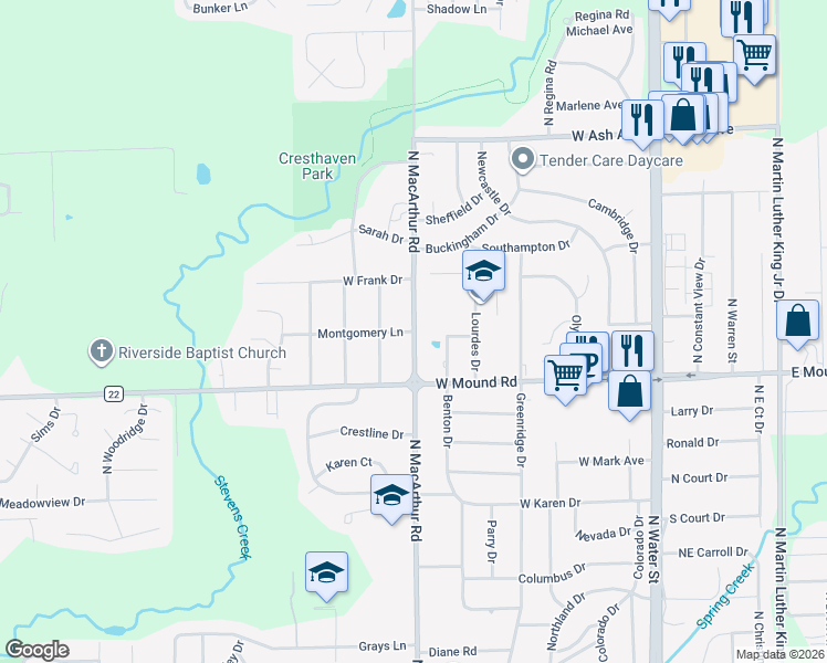 map of restaurants, bars, coffee shops, grocery stores, and more near 431 Montgomery Lane in Decatur