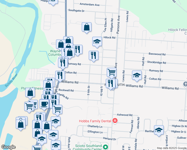 map of restaurants, bars, coffee shops, grocery stores, and more near 211 Colton Road in Columbus