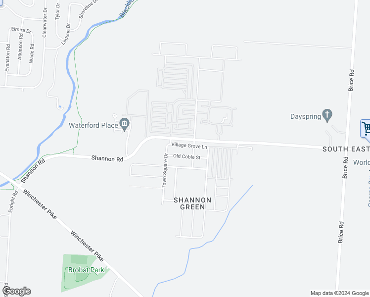map of restaurants, bars, coffee shops, grocery stores, and more near 5507 Village Grove Lane in Canal Winchester