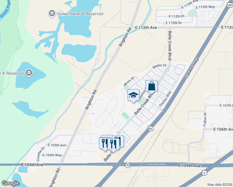 map of restaurants, bars, coffee shops, grocery stores, and more near 10686 Akron Street in Henderson