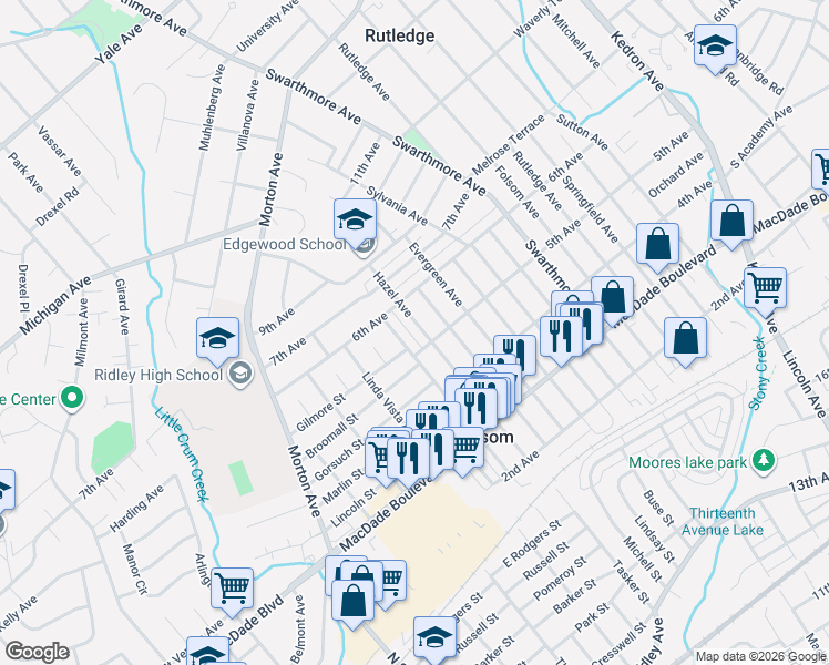 map of restaurants, bars, coffee shops, grocery stores, and more near 437 Gilmore Street in Folsom