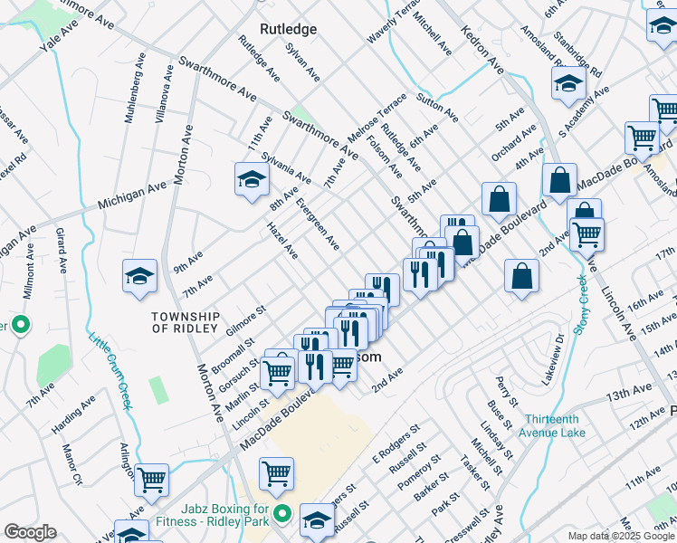 map of restaurants, bars, coffee shops, grocery stores, and more near 440 Fernwood Avenue in Folsom