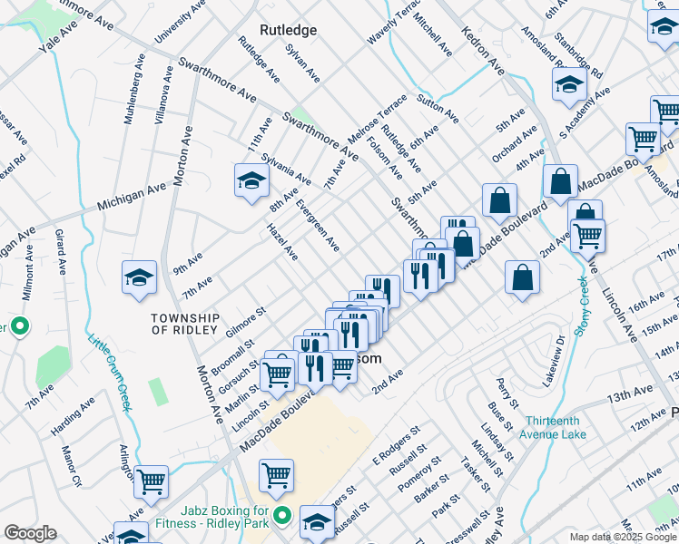 map of restaurants, bars, coffee shops, grocery stores, and more near 440 Fernwood Avenue in Folsom