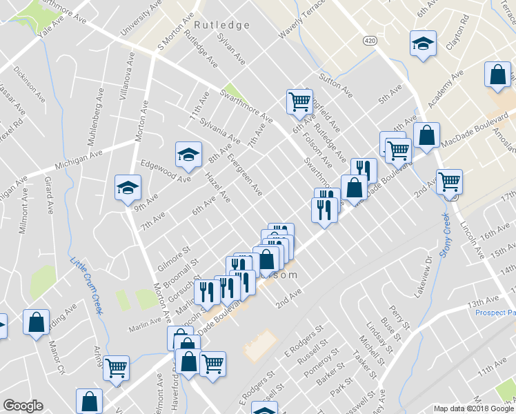 map of restaurants, bars, coffee shops, grocery stores, and more near 446 Fernwood Avenue in Folsom