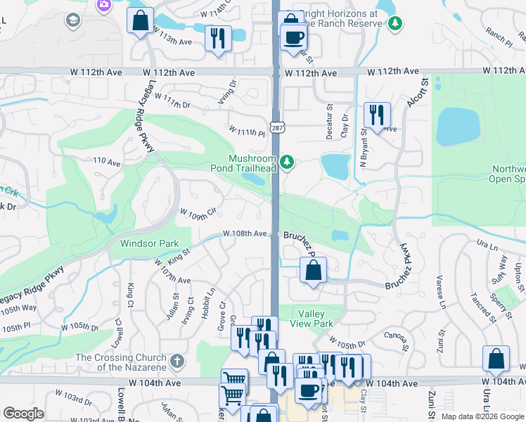 map of restaurants, bars, coffee shops, grocery stores, and more near in Westminster