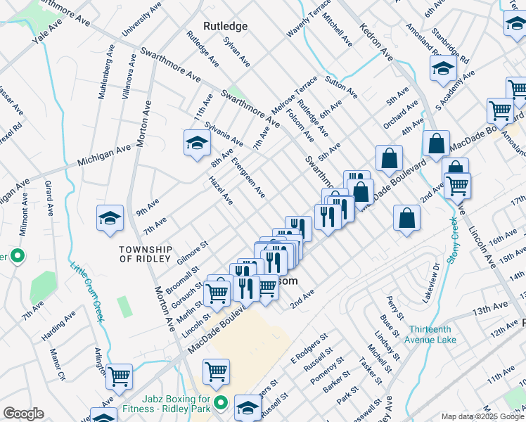 map of restaurants, bars, coffee shops, grocery stores, and more near 446 Fernwood Avenue in Folsom