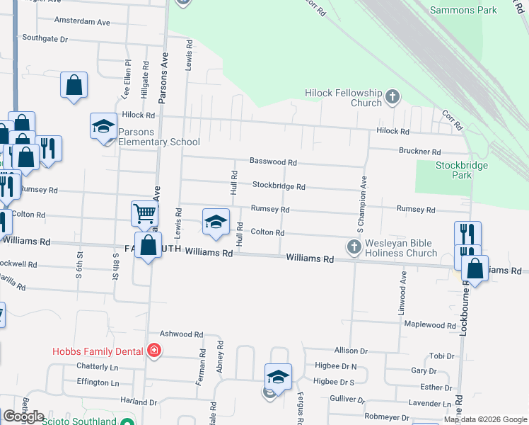 map of restaurants, bars, coffee shops, grocery stores, and more near 628 Colton Road in Columbus