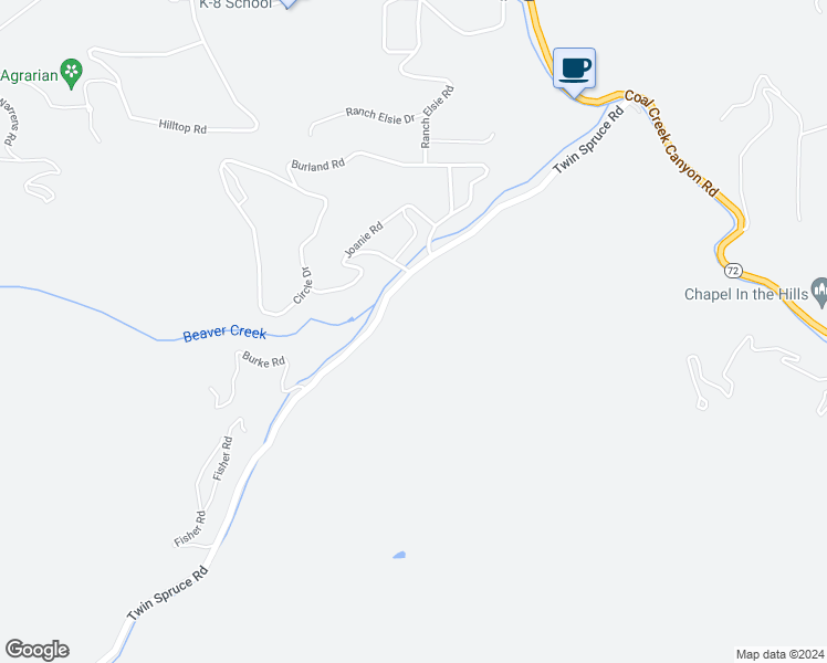 map of restaurants, bars, coffee shops, grocery stores, and more near 11002 Twin Spruce Road in Golden