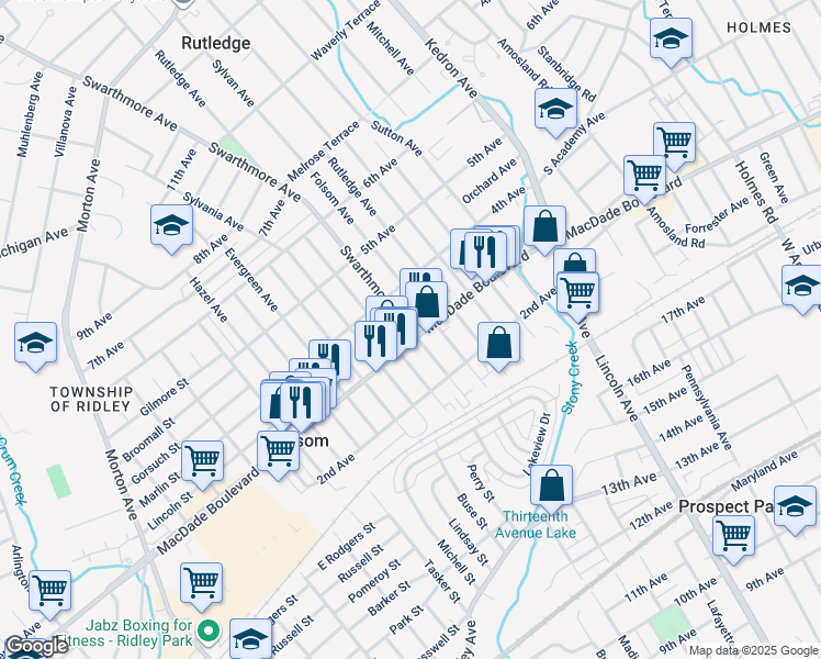 map of restaurants, bars, coffee shops, grocery stores, and more near 318 Swarthmore Avenue in Folsom