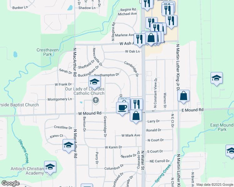 map of restaurants, bars, coffee shops, grocery stores, and more near 325 Olympic Lane in Decatur