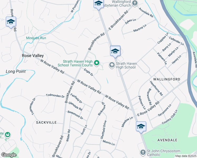 map of restaurants, bars, coffee shops, grocery stores, and more near 218 Engle Drive in Nether Providence Township