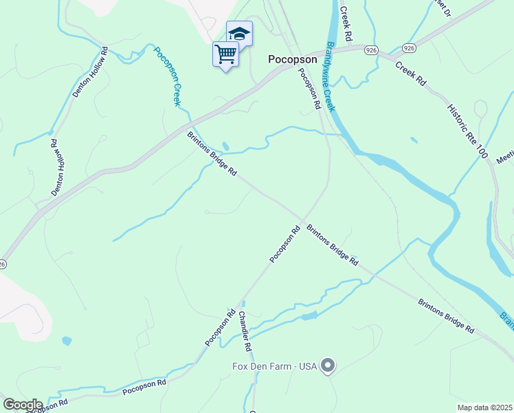map of restaurants, bars, coffee shops, grocery stores, and more near 3 Misty Meadow Drive in West Chester