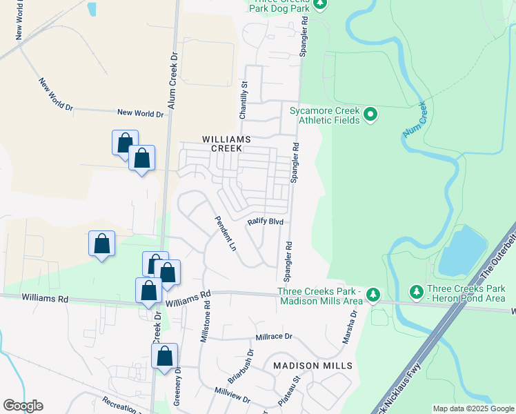 map of restaurants, bars, coffee shops, grocery stores, and more near 2923 Francis Scott Key Way in Columbus