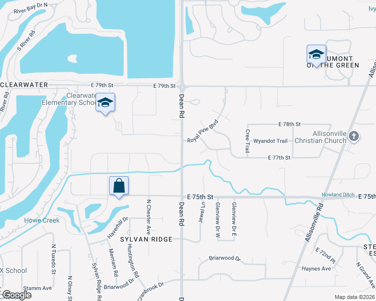 map of restaurants, bars, coffee shops, grocery stores, and more near 3939 Wyandotte Trail in Indianapolis