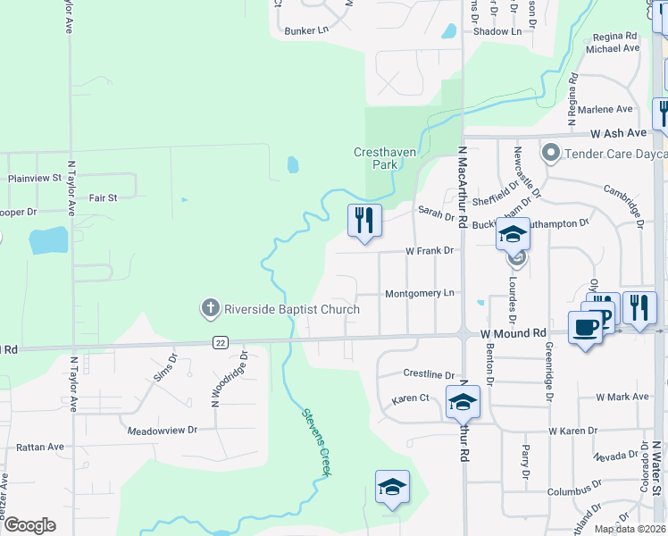 map of restaurants, bars, coffee shops, grocery stores, and more near 999 West Frank Drive in Decatur