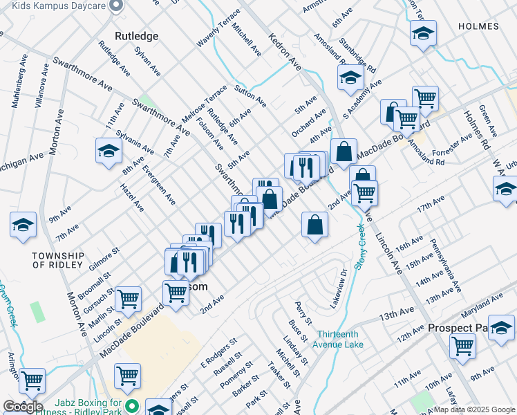 map of restaurants, bars, coffee shops, grocery stores, and more near 318 Swarthmore Avenue in Folsom