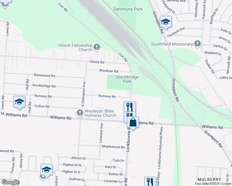 map of restaurants, bars, coffee shops, grocery stores, and more near 1128 Rumsey Road in Columbus
