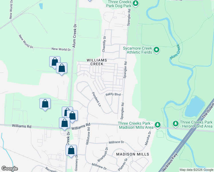 map of restaurants, bars, coffee shops, grocery stores, and more near 2926 Representation Terrace in Columbus