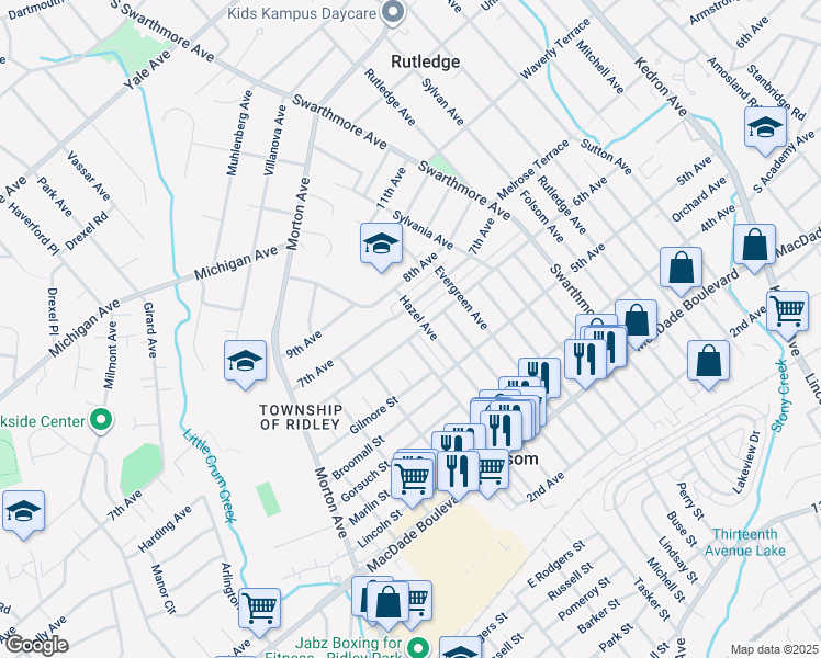 map of restaurants, bars, coffee shops, grocery stores, and more near 515 6th Avenue in Folsom