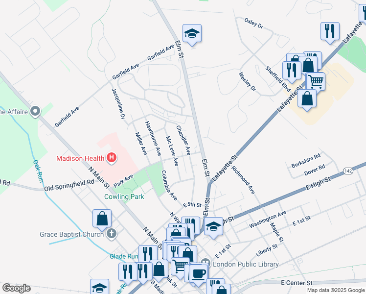 map of restaurants, bars, coffee shops, grocery stores, and more near 210 Mc Lene Avenue in London
