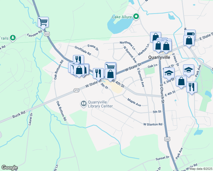 map of restaurants, bars, coffee shops, grocery stores, and more near 326 5th Street in Quarryville
