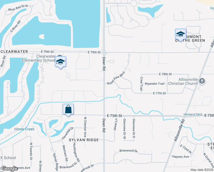 map of restaurants, bars, coffee shops, grocery stores, and more near 3939 Wyandotte Trail in Indianapolis