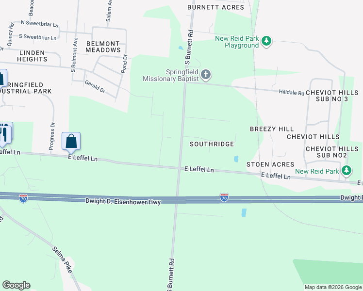 map of restaurants, bars, coffee shops, grocery stores, and more near 2212 South Burnett Road in Springfield