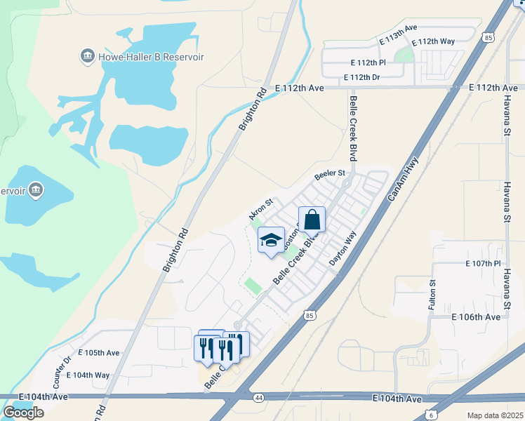 map of restaurants, bars, coffee shops, grocery stores, and more near 10748 Akron Street in Henderson