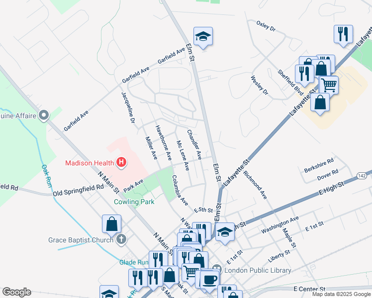 map of restaurants, bars, coffee shops, grocery stores, and more near 210 Mc Lene Avenue in London