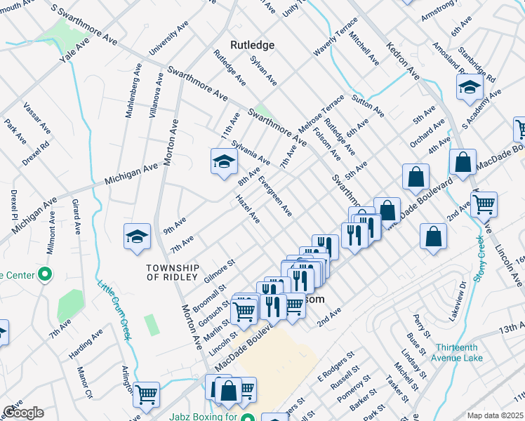 map of restaurants, bars, coffee shops, grocery stores, and more near 545 Fernwood Avenue in Folsom