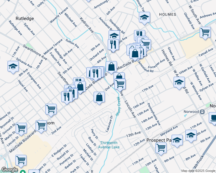 map of restaurants, bars, coffee shops, grocery stores, and more near 1611 2nd Avenue in Folsom
