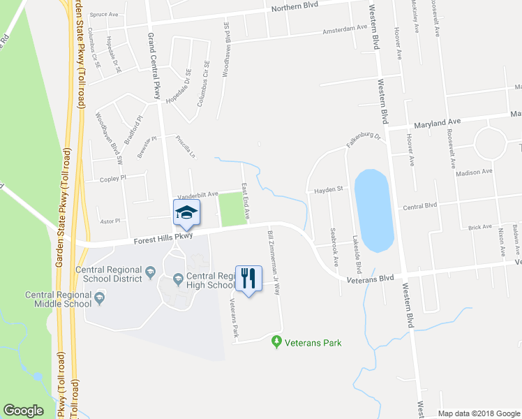 map of restaurants, bars, coffee shops, grocery stores, and more near 351 East End Avenue in Berkeley Township