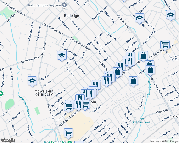 map of restaurants, bars, coffee shops, grocery stores, and more near 502 Sycamore Avenue in Folsom