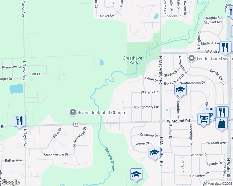map of restaurants, bars, coffee shops, grocery stores, and more near 999 West Frank Drive in Decatur