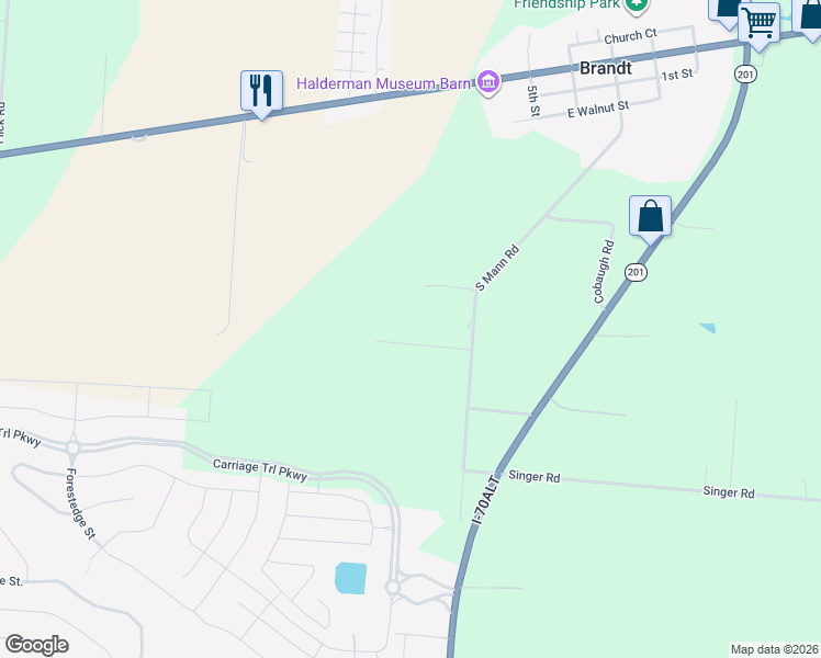 map of restaurants, bars, coffee shops, grocery stores, and more near 6385 Heffner Road in Tipp City