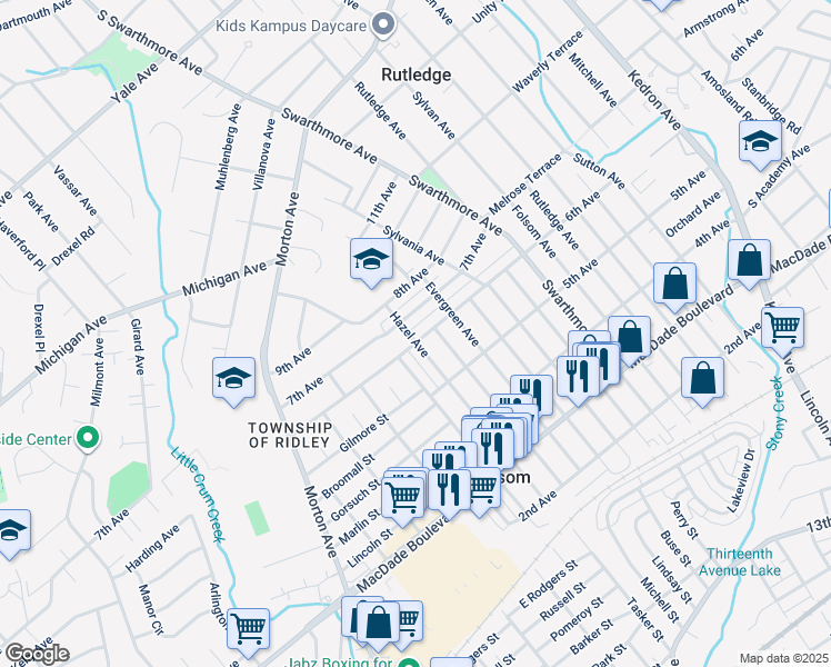map of restaurants, bars, coffee shops, grocery stores, and more near 601 6th Avenue in Folsom