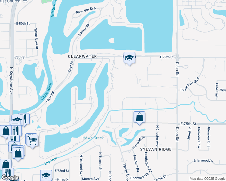 map of restaurants, bars, coffee shops, grocery stores, and more near 7683 Harbour Isle in Indianapolis