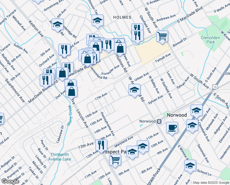 map of restaurants, bars, coffee shops, grocery stores, and more near 626 17th Avenue in Prospect Park