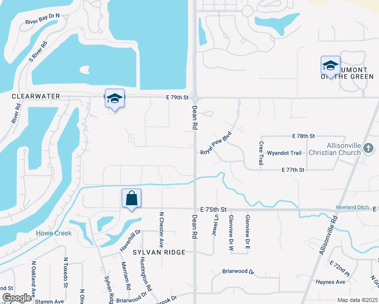 map of restaurants, bars, coffee shops, grocery stores, and more near 3939 Wyandotte Trail in Indianapolis