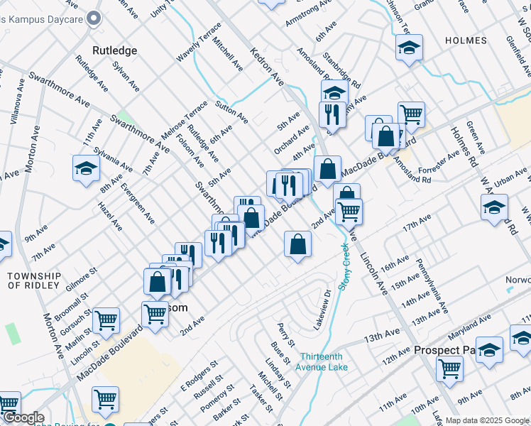 map of restaurants, bars, coffee shops, grocery stores, and more near 310 Rutledge Avenue in Folsom
