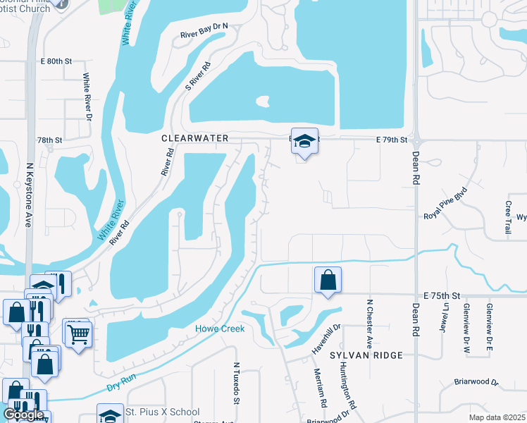 map of restaurants, bars, coffee shops, grocery stores, and more near 7683 Harbour Isle in Indianapolis