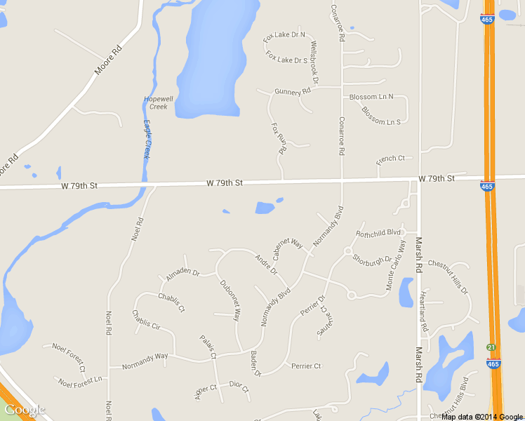 map of restaurants, bars, coffee shops, grocery stores, and more near 6969 West 79th Street in Indianapolis