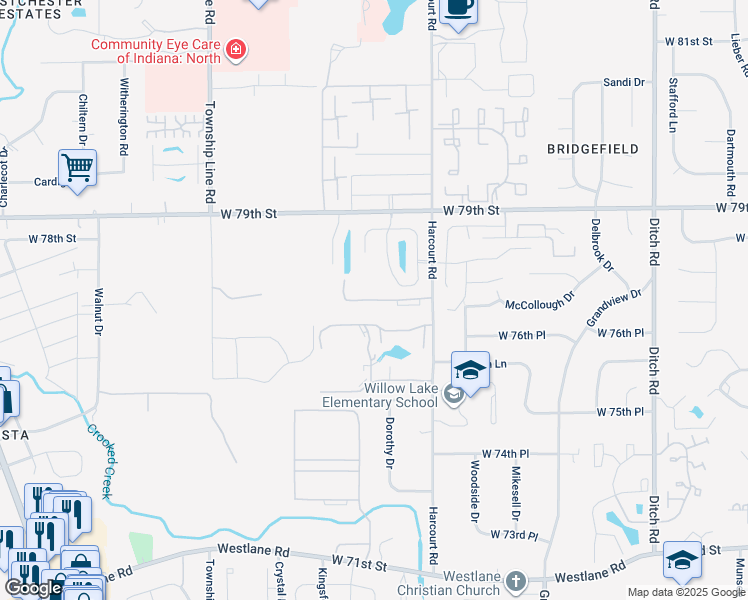 map of restaurants, bars, coffee shops, grocery stores, and more near 2029 Suffolk Lane in Indianapolis